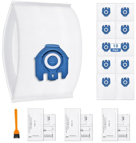 10 Pack Dust Bags Replacement Compatible with Miele Hoover GN Vacuum Cleaner Bags Fits for Classic C1 Complete C2 Complete C3, S2 S5 S8 Series