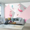 Flamant Rose Chaud À Épissures Géométriques Papier Peint 3D Installation Facile Intissé Tapisserie Bureau Salon Canapé Chambre Décoration Murale-200cm×140cm