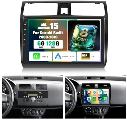 SIXTOP 8 Core 6+128G Android 13 Radio de Coche para Suzuki Swift 2003-2010, 10.1” Touchscreen Radio con Wireless Carplay Android Auto WiFi BT GPS FM RDS EQ DSP+Cámara de Marcha Atrás