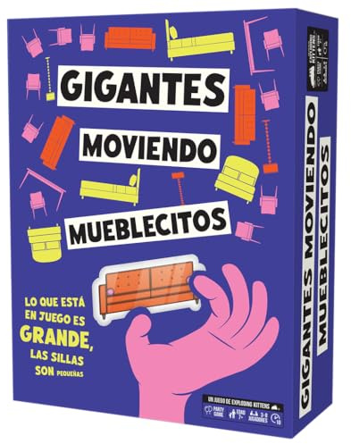 Exploding Kittens Gigantes bewegen Möbel, Brettspiel, ab 7 Jahren, ab 3 Spielern, 10 Minuten pro Spiel, Spanisch