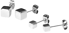Purelei Würfel-Ohrring-Set – 2 Paar minimalistische Edelstahl-Ohrstecker, 14K vergoldet, Roségold oder Silber – geometrischer Look – klein & groß – 4,5 g – für Damen - wasserfest