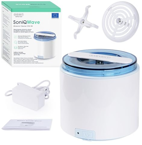 ZENT SoniQWave Limpiador Ultrasonidos Dental 200 ml 78 x 98 mm | Ultrasonidos Limpieza de Férula Dental, Joyería y Relojes - Tecnología FullWave & Acero Inox SUS304