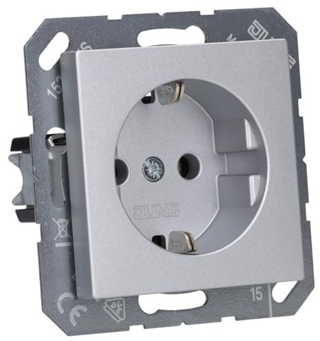 Jung 1520 AL Schuko Steckdose 16 A 250 V Serie A aluminium 250 V (Packung mit 6)
