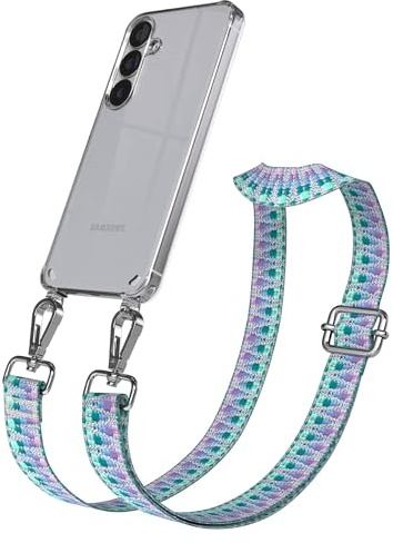EAZY CASE Handykette - Verstellbares Taschenband kompatibel mit Galaxy S25, Schulterriemen, Handykordel mit Silikon Hülle, Umhängetasche, Einhorn Silber