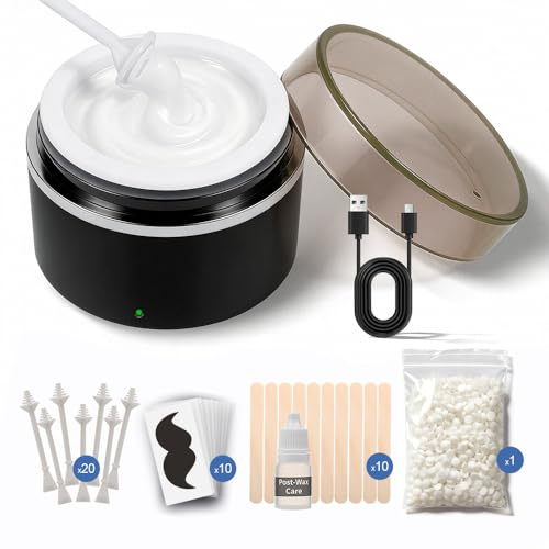 Nose Waxing Kit for Men, USB Fast Heat Smart Temp,Nose Hair Wax Kit with 100g Wax Beads, 20 Sticks, Ear Hair Removal Wax, Mini Wax Pot,Portable Nose Wax for Nose Hair, Eyebrows, Mustache,Nostril