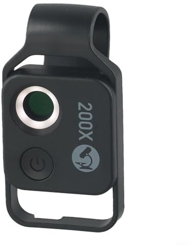 TONIXY Microscope portable HD 200X pour téléphone portable avec lentille CPL, loupe à clipser rechargeable USB-C pour l'observation de l'appareil photo sur smartphone, pour Android/iPhone (Noir)