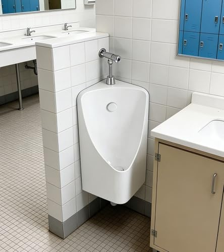 urinal für männer Eck-Urinal Für Männer Zur Wandmontage Mit Manuellem Spülventil, Hängende, Platzsparende Herren-Urinale Aus Keramik Für Zuhause/kleines Badezimmer(White)