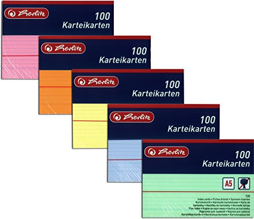 Herlitz Karteikarten DIN A5 (500 Karten, Liniert Sortiert)