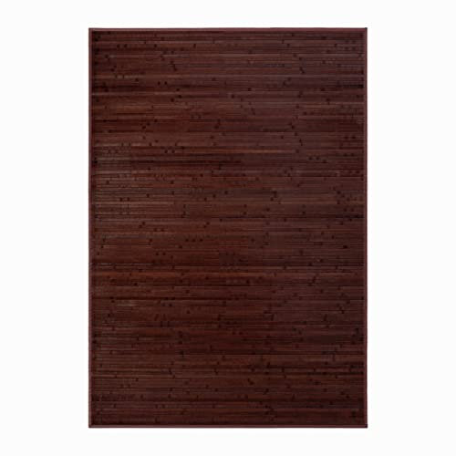 LOLAhome Alfombra de bambú Marrón Oscuro de 140x200 cm, Antideslizante, Anti Manchas, Resistente a la Humedad, para Salón, Dormitorio, Cocina, Baño, Pasillo, Garaje