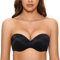 DOBREVA Women's Strapless Push Up Bra Padded Underwire Boost Cups Multiway Bandeau Bra Black 32C