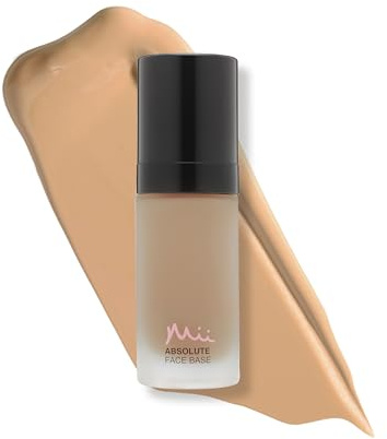 Mii Cosmetics Absolute Face Base, Full Coverage Foundation, Radiant Matte Finish, Feather Light Hydrating Formula, Vegan and Cruelty Free, Utterly Honey 03