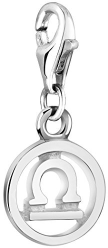 Nenalina Sternzeichen Waage Karabiner Charm Anhänger für Bettelarmband aus 925 Sterling Silber 713299-000