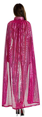 FakeFace Damen Herren Karneval Halloween Kapuzenumhang Halloween Kostüm Lange Pailletten Kostüm Cosplay Requisiten Set für Erwachsene, Rosa