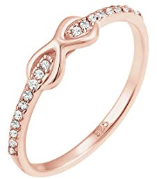 Elli Ring Damen Infinity mit Kristalle in 925 Sterling Silber Rosé vergoldet