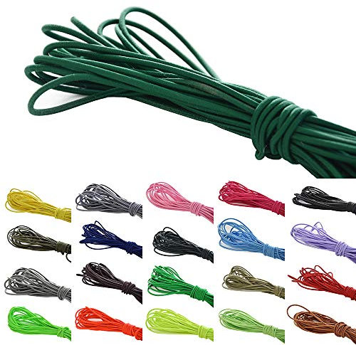 Roban Fashion Cordon élastique en caoutchouc, 10 m, 3 mm, disponible en 32 couleurs, vert foncé