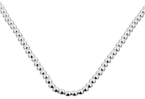 Silverly 925 Silver 3mm Ball Chain Necklace for Women – 20.5 Inch Sterling Silver Beaded Necklace for Layering - Simple Sphere Bead Strand - Classic Thick Chains for Men - Essential Jewellery