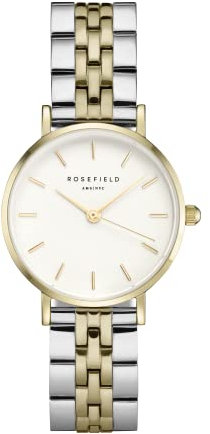 Rosefield Damenuhr The Small Edit Gold Rundes Gehäuse - Weißes Zifferblatt mit Gold & Edelstahl Band 26SGD-269