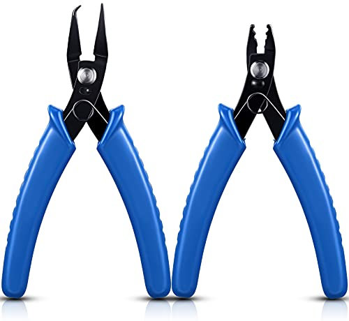 2 Pcs Split Ring Pliers Crimping Pliers Jewelry Jump Ring jewelry Pliers for Opening Split Ring or Key Chain, Wire Flush Cutter Pliers Set for Jewelry Beading Repair Making Supplies (Ring Pliers)