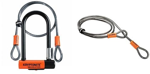 Kryptonite Evolution Mini 7 Kabel Kryptoflex Verschluss, schwarz/orange, One Size & Schlaufenkabel Krypto Flex 213 cm, ⌀10 mm, grau