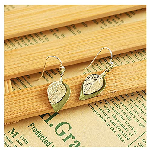 Ohrringe 925 Silber Nadel Basil Doppelblatt Ohrringe Weiblichkeit Retro Schmuck Trend Wear Mond Ohrstecker