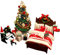Deko Wichteltür Weihnachten Set, Wichteltür Miniatur Puppenhaus-Wichteltür Weihnachten Set Stiefel Laterne Weihnachtsbaum Dekokranz Holzleiter Wichtelbesen Zuckerstange Verzierungen für Weihnachten