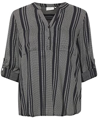 KAFFE Langarm-Bluse KAnoral 34, Black/Chalk Small Diamonds