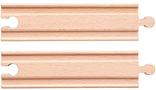 alles-meine.de GmbH Zubehör für - Holzeisenbahn - für Fast ALLE Systeme Verschiedene Artikel frei wählbar Set: 2 Stück Holz - Schienen Artikelwahl gerade & extra lang -..