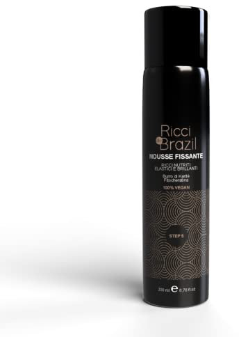 Ricci do Brazil, Mousse Fissante per Capelli Ricci a Base di Burro di Karitè e Fitocheratina, Rende i Capelli Elastici e Brillanti, Dona Sostegno e Modella i Capelli Ricci, 200 ml