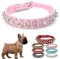 HimyBB Hundehalsband mit Nieten, Nieten, verstellbar, PU-Leder, Größe M, Rosa