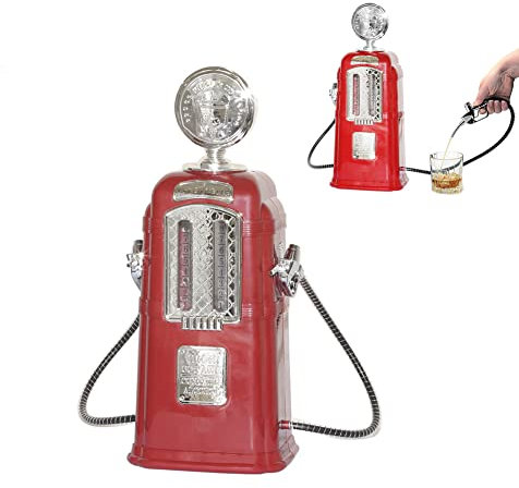 Double Gas Pump Dispenser Beer Tower Dispenser Home Wine Pourer, 1600cc Beverage Pump for Liquor, Beer, Red Wine, Soft Drink, Beverages,Beer Gas Station Bar Tools (Red)