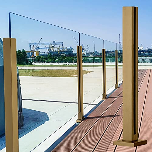 Geländerpfosten Glasklemme Glasgeländerpfosten Gold, Glasklemme Aus Edelstahl Balustrade Panels Spalte Quadratisches Spigot-System Mit Spielautomaten, Bodentreppen-Balkon-Stützclips Einfach Zu Install