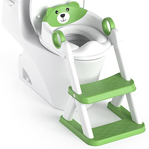 Rabb 1st Reducteur Toilette Enfant, Siège de Toilette pour Enfants Garçons et Filles, 2 en 1 Rehausseur Filles Garçons, Coussin Non-éclaboussures et Antidérapant, Tabouret d'escalier