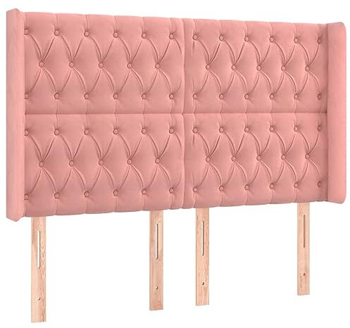 vidaXL Kopfteil mit Ohren Polsterkopfteil Betthaupt Bettkopfteil für Bett Bettgestell Schlafzimmer Bettzubehör Rosa 147x16x118/128cm Samt
