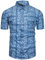 fohemr Mens Floral Shirt Short Sleeve Paisley Print Button Down Hawaiian Summer Shirt Pattern Cotton Blue Flower Pattern Medium