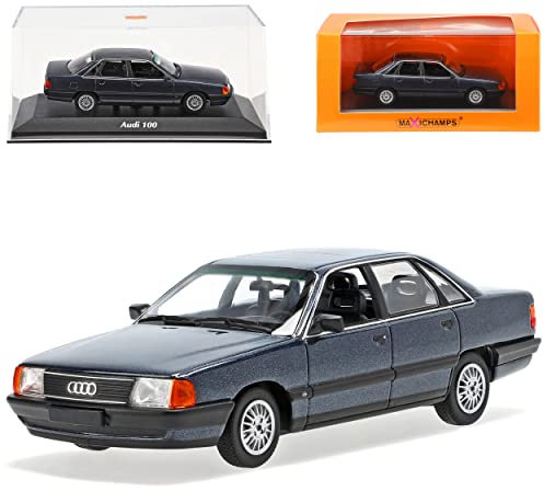 alles-meine.de GmbH A*U*D*I 100 4C Limousine Blau Metallic 1990-1994 1/43 Minichamps Maxichamps Modell Auto mit individiuellem Wunschkennzeichen