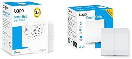TP-Link Tapo Smart IoT Hub With Chime - Works With Smart Switch & Light Switch 2 Gang 1 Way, Remote Control, Tool-Free Battery Replacement, No Neutral Required