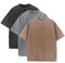 3-teiliges Herren-T-Shirt, übergroß, schwere Baumwolle, Sommer-T-Shirt, Vintage-T-Shirt, lockere Passform, kurzärmelig, lässig, T-Shirts für Männer und Frauen, Schwarz + Grau + Kaffee, L