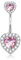 Sllaiss 14G Herz Bauchnabelpiercing 925 Sterling Silber Nabelpiercing für Frauen Rosa Zirkonia Nabelring Bauchnabel Piercing Schmuck Weißgold Körperschmuck
