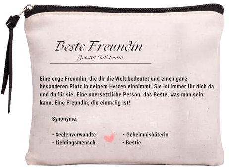 Beste Freundin Geschenke - Kosmetiktasche Klein Natur, Best Friends Geschenke, Geburtstag Beste Freundin, Make Up Tasche, BFF Geschenke, Kleine Geschenke, Freundschaft, Freundinnen