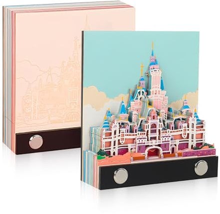 Creechwa 3D Memo Notizblock Abreißen mit Stifthalter, 2024 Kreativer Geschenk, 3D Artsy Memo Pads Zettelblock Post Notes für Büro Lesezimmer (Schloss)