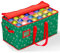 Anbtaee Weihnachtsschmuck Aufbewahrungsbox für 128 Feiertagsornamente 7.5cm， Xmas Urlaub Aufbewahrungsbehälter mit Reißverschluss Deckel, zwei seitliche Griffe und Taschen, Grün