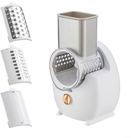 DAZZLEEX Rotativo tambor redondo eléctrico multirebanador cortador de verduras trituradora sin esfuerzo frutas verduras y queso ()