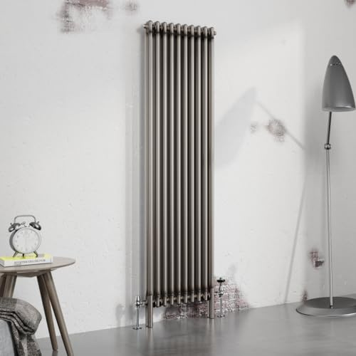 Warmehaus 1800x470mm Raw Metal Vertical Traditional 2 Column Radiator | Cast Iron Style Victorian Radiator, Radiators Wall Mounted Central Heating, Designer Double Column Radiator, Bathroom Kitchen