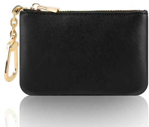 Amaxiu Mini Geldbörse Damen, Kleiner Geldbeutel Damen Mit Schlüsselanhänger Rindsleder Münzbeutel Portemonnaie Münzbörsen Damen Klein Mini Geldbeutel Damen (Schwarz)