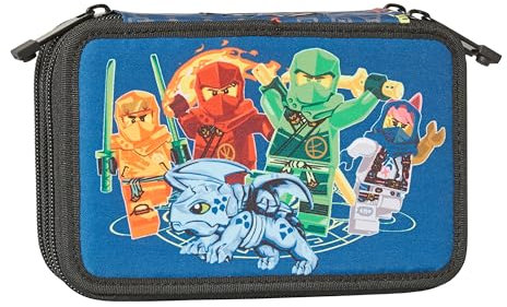 SKANDO BAGS Lego® NINJAGO® Family Federmäppchen - Stilvolle Organisation für Schreibutensilien mit DREI geräumigen Fächern, sicheren Reißverschlüssen und einzigartigen 1x1 Lego-Details,