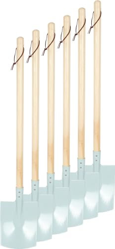 Small Foot Spaten, 6er-Set, hellblau aus Holz und Metall, kindgerechtes Gartenwerkzeug für Kinder ab 3 Jahren, 12545