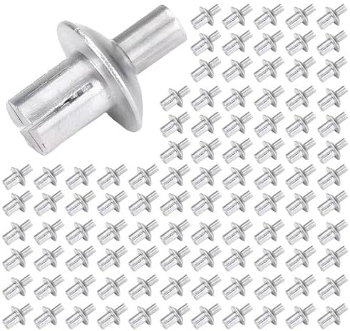 Geonoy Rivet à tête Ronde Plate | 50/100 Rivets d'entraînement | Rivets aveugles à Expansion de Type à Frapper | Jeu de Rivets pour la Fixation du métal, du Bois et d'autres matériaux