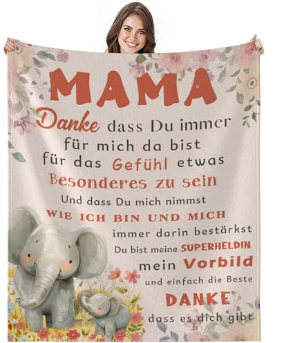 Calinline Geschenke für Mama von Tochter und Sohn Beste Mama Geschenk Mama Geburtstagsgeschenk Superweiche Fleecedecke Decke Geschenk für Muttertag, Thanksgiving 130x150cm