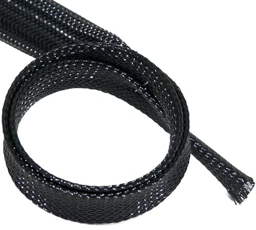 ISOLATECH Tubo pasacables Trenzado Negro por Metros Ø 12mm 2 Metros Tubo pasacables Organizador de Cables para la gestión de Cables Escritorio PC Accesorios