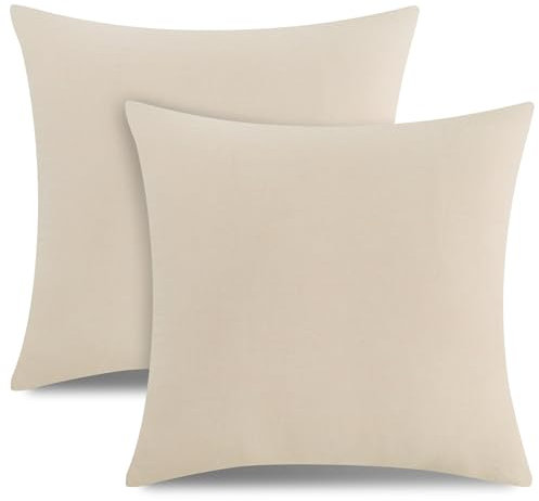 ATsense 2er Set Kissenbezug 40x40 cm - 100% Gewaschene Baumwolle, Hell Taupe Kopfkissenbezug mit Reißverschluss, ÖKO-TEX Zertifiziert Weich, Nicht Lleicht Verformbar